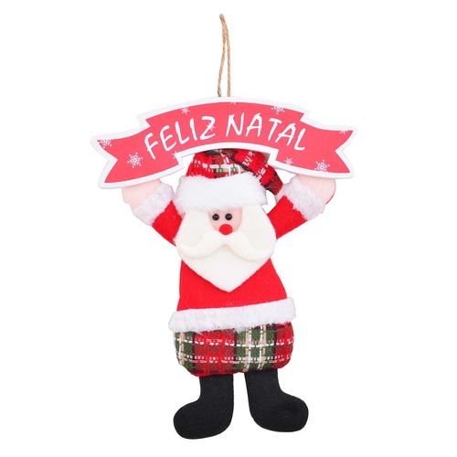 Placa Decorativa Bonecos Natalinos 19x25cm em Poliéster Fartex