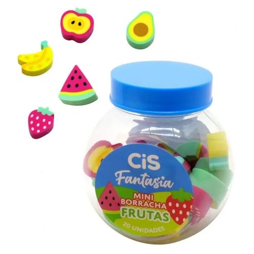 Kit Mini  Borrachas Frutas 20 Unidades em Plástico Cis