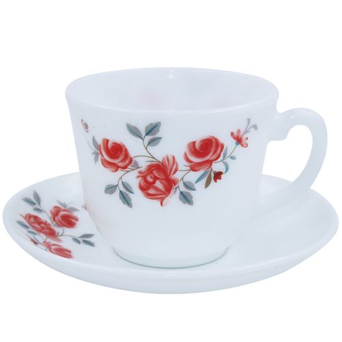 Jogo de Xícaras Red Rose 12 Peças 220ml em Vidro Fratelli
