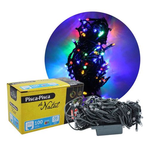 Pisca Pisca Colorido 100 LED's 8 Funções 127V em Plástico Fartex
