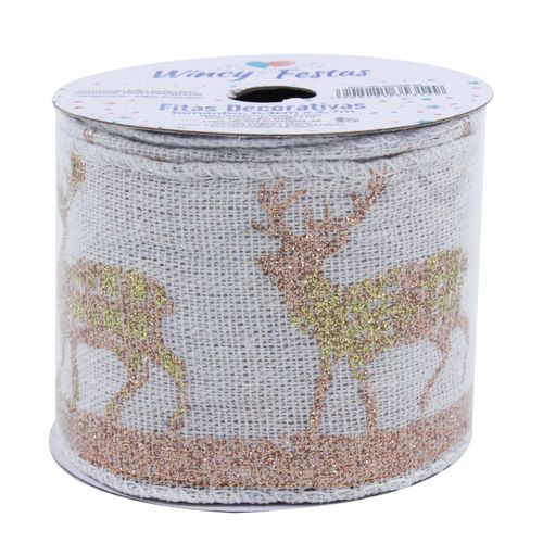 Fita Luster Natalina 6,3cmx2,7m em Poliéster Fartex