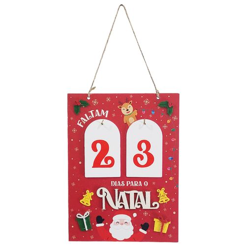 Calendário Decorativo Natalino 20x15cm em MDF Multiart