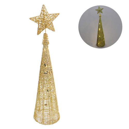 Arvore Natalina Estrela C/ Led Aramada 52x12cm em Metal Bela Flor