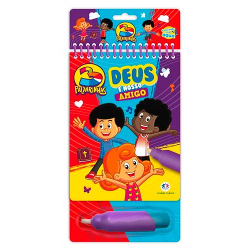 Livro Aquabook 3 Palavrinhas Deus é Nosso Amigo 23x13,7cm em Papel Magic Kids