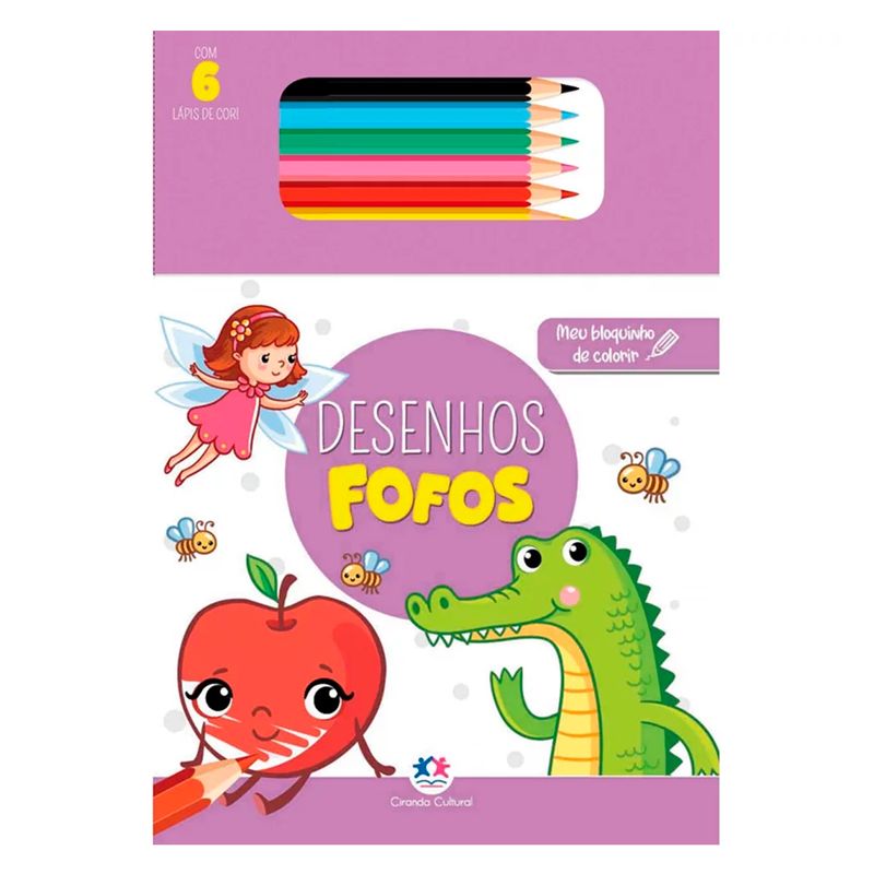 Livro Bloquinho P/ Colorir Desenhos Fofos 22x15cm em Papel Magic Kids