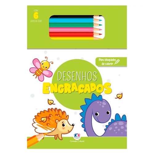 Livro Bloquinho P/ Colorir Desenhos Engraçados 22x15cm em Papel Magic Kids