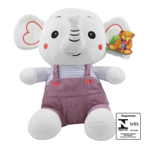 Elefante De Pelúcia 27cm em Poliéster Fizzy