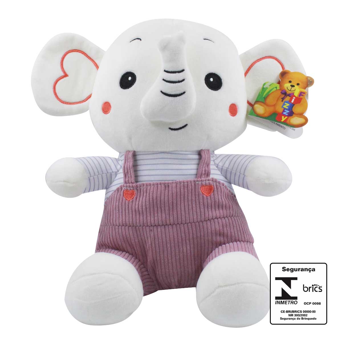 Elefante De Pelúcia 27cm em Poliéster Fizzy