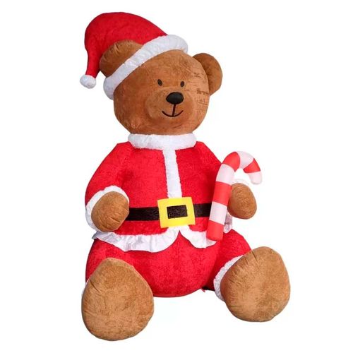 Urso de Pelúcia Natalino Inflável C/ LED 2,74m em Poliéster Rio Master