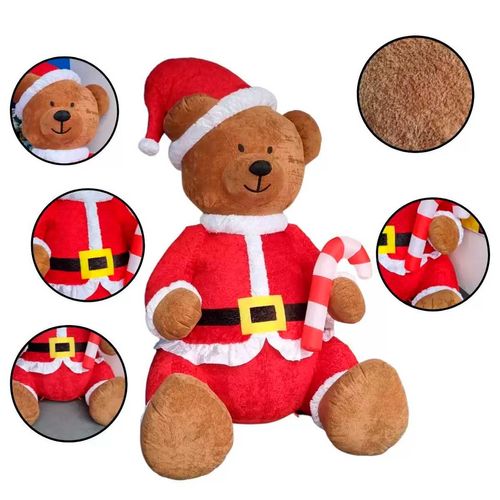 Urso de Pelúcia Natalino Inflável C/ LED 2,74m em Poliéster Rio Master