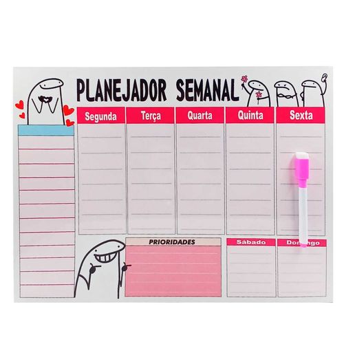 Quadro Planejador Semanal Flork 29x40cm em Metal JB Criações