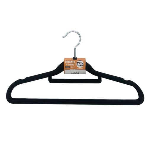 Kit Cabide 3 Peças Veludo 42cm em Metal Livon