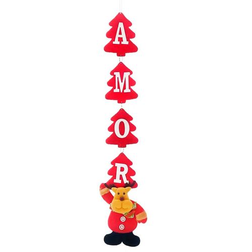 Pendente Boneco Natalino C/ Palavras 47cm em Poliéster Fartex