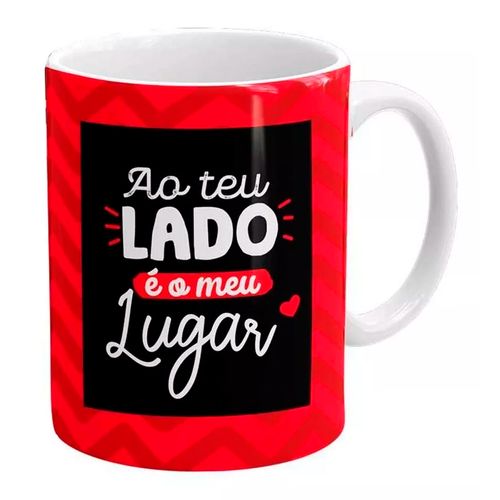 Caneca de Porcelana Ao Teu Lado é o meu Lugar 330ml Sude Presentes