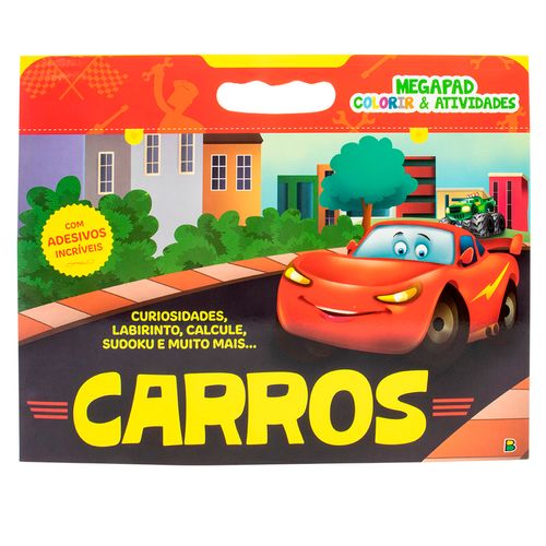 Livro Megapad Colorir & Atividades Carros 48 Paginas Todo Livro
