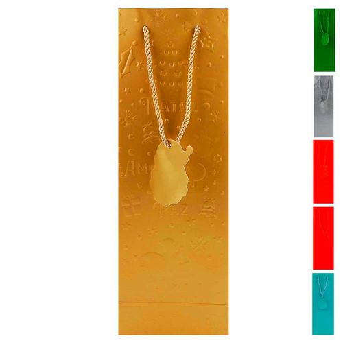 Sacola P/ Vinho Natalina 12x36cm em Papel Multiart