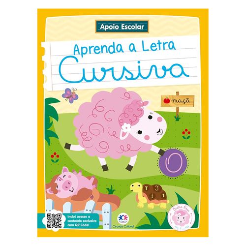 Livro "Aprenda a Letra Cursiva" 27x20cm em Papelão Magic Kids