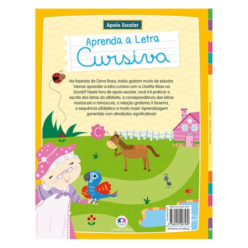 Livro "Aprenda a Letra Cursiva" 27x20cm em Papelão Magic Kids