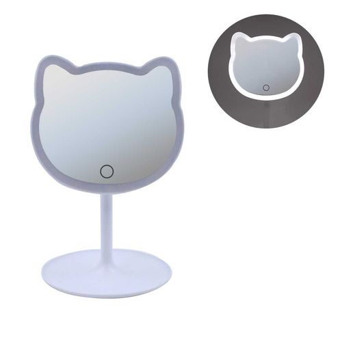 Espelho de Mesa Gatinho C/ LED 18,5x28,5cm em Plástico Imporiente