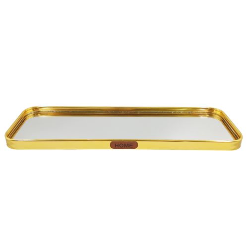 Bandeja Espelhada Decorativa 35x12cm em Metal Megagift