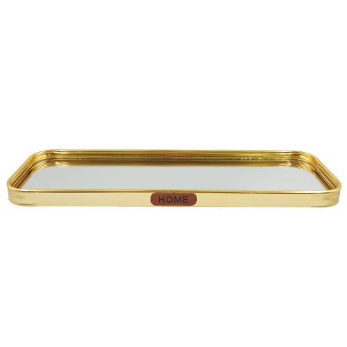 Bandeja Espelhada Decorativa 30x10cm em Metal Megagift