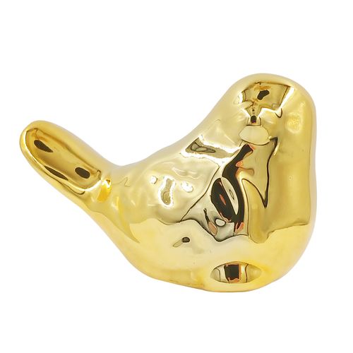 Pássaro Metalizado Decorativo 7cm em Cerâmica Freecom