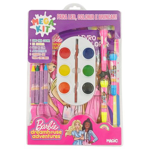 Livro Mega Kit Barbie P/ Ler e Colorir em Papel Magic Kids