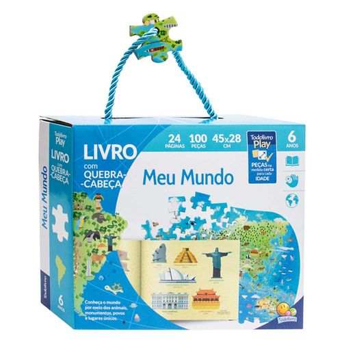 Livro Infantil Meu Mundo C/ Quebra-Cabeça 17x21cm em Papel Todo Livro