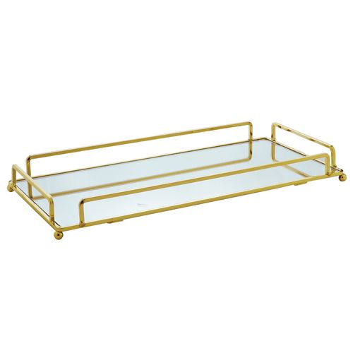 Bandeja Decorativa Espelhada 34x16cm Em Vidro Wolff