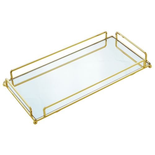 Bandeja Decorativa Espelhada 34x16cm Em Vidro Wolff