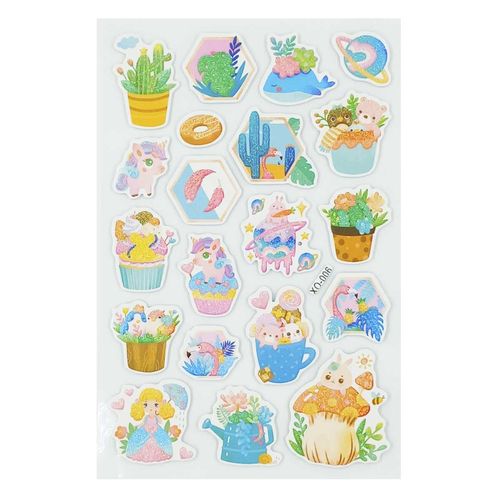 Cartela de Adesivos C/ Glitter Decorativo em EVA Interponte