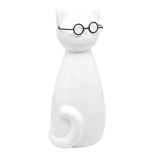 Gato C/ Óculos Decorativo 25,5cm em Porcelana Brascontinental