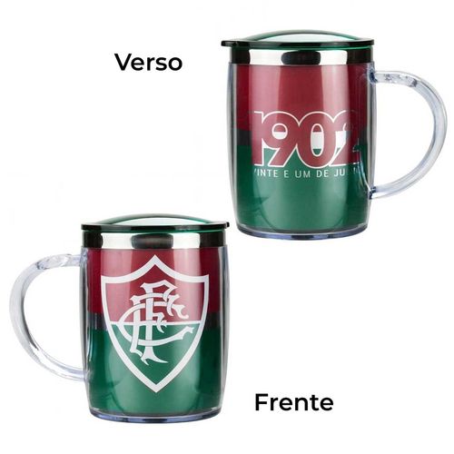 Caneca Térmica Fluminense 450ml em Aço Inox Mileno