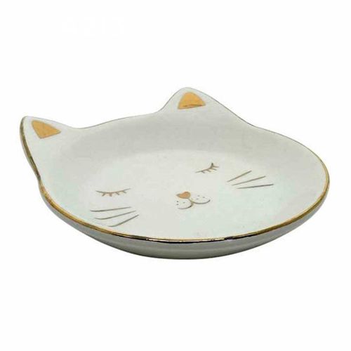 Porta Joia Decorativo Gatinho de Porcelana 12cm Livon