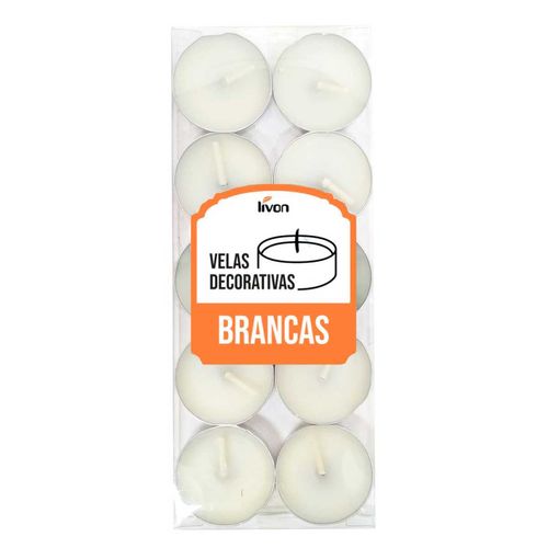Velas Decorativa Branca 3,5cm em Parafina Livon