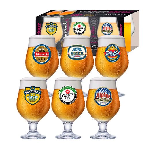 Jogo de Taças Beer Master 6 Peças 380ml em Vidro Ruvolo