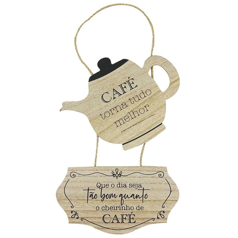 PLACA COFFEE DECORATIVA EM MADEIRA 30X20CM - Clube da Casa - Nova Era