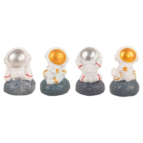Jogo Astronauta Decorativo 4 Peças 4x3cm em Resina Moment