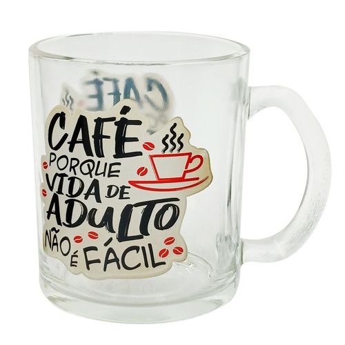 Caneca Love Time 320ml em Vidro Rio de Ouro
