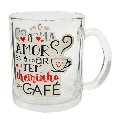 Caneca Love Time 320ml em Vidro Rio de Ouro