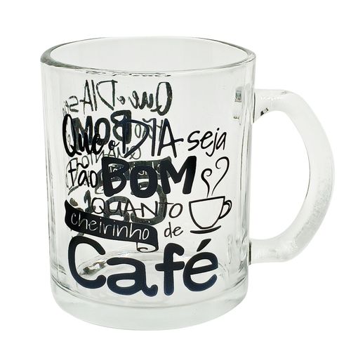 Caneca Love Time 320ml em Vidro Rio de Ouro