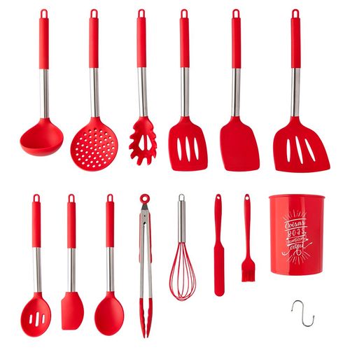 Kit Utensílios de Cozinha 14 Peças em Silicone Clink
