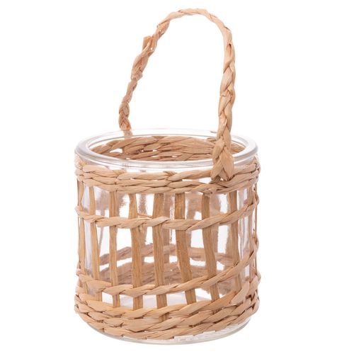 Castiçal Decorativo C/ Fibra 10x10cm em Vidro Wolff