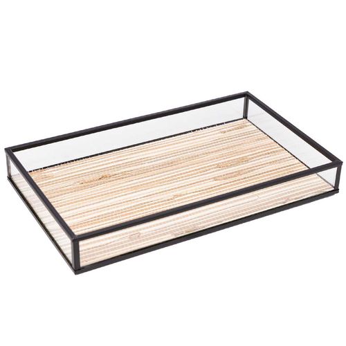 Bandeja C/ Palha Decorativa 20x30cm em Metal Lyor