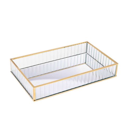 Bandeja Espelhada Decorativa 15x25cm em Metal Lyor