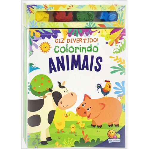 Livro Colorindo Animais C/ Giz 22x15,5cm em Papel Todo Livro