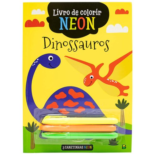 Livro P/ Colorir Neon Dinossauro 27,5x20cm em Papel Todo Livro