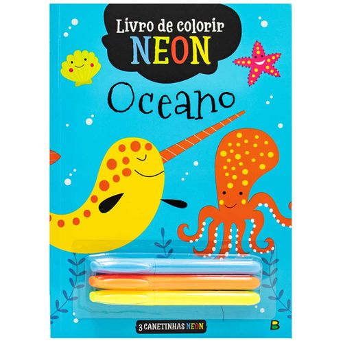 Livro P/ Colorir Neon Oceano 27,5x20cm em Papel Todo Livro