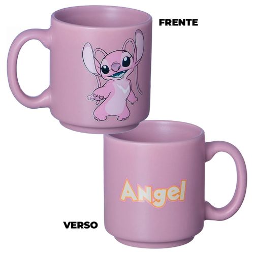 Mini Caneca Stitch Angel 100ml em Cerâmica Zona Criativa