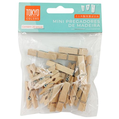 Jogo de Mini Pregadores 20 Peças 3,5cm em Madeira Tokyo Design